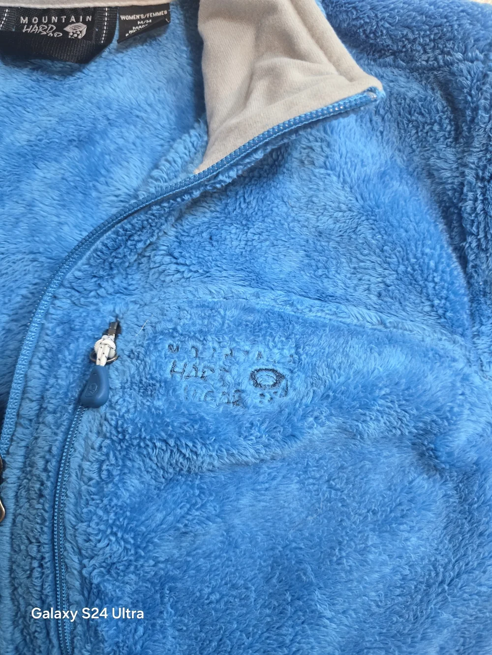 Mountain Hardwear Fleece Jacket Womens Small Blue Full Zip Lined Pockets Hiking